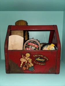 Vintage 1950s AMSCO Shu Shine Bank For Kiddies Red Box W/ Shoe Shinning Supplies - Picture 1 of 7