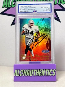 CHARLES WOODSON SIGNED 1998 FLAIR SHOWCASE ROOKIE CARD RAIDERS PSA AUTOGRAPH - Picture 1 of 2