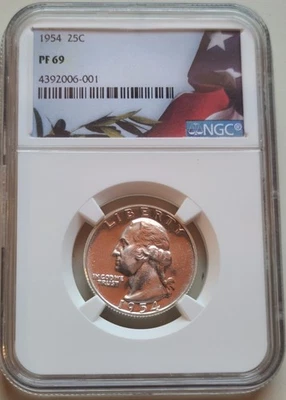 1954 Washington Quarter Silver NGC PF69 - Low Pop - Gorgeous Coin - Image 1 of 2