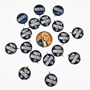 Campaña de Roosevelt de colección y colección de prendedores americanos de principios del siglo XX + George WA - Imagen 1 de 7