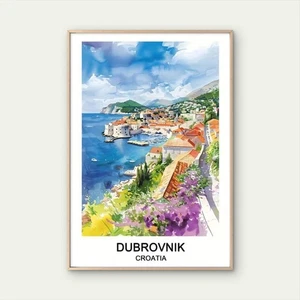 Dubrovnik Croatia Classic Historic Town Travel Poster Print Wall Art - Picture 1 of 2