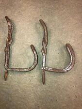 2 Vintage Antique Twisted Wire Coat Hat Hooks Screw in Style 3" Farmhouse Rustic