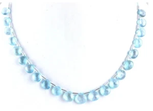 Natural Blue Topaz Gemstone 22 Pieces Faceted Heart Making Jewelry 8-9 MM Beads - Picture 1 of 4