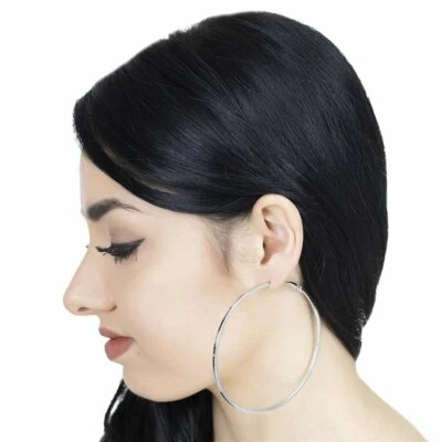 Orecchini Cerchi Cerchioni Grandi ,argento,oro da donna,idea regalo - Immagine 1 di 2