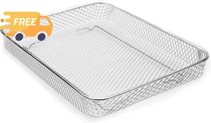 Air Fry Basket Dishwasher Safe Mesh Design 10x12 Inch Convection Oven - Picture 1 of 8