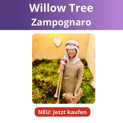 ❤️ Willow Tree Krippenfigur Zampognaro Hirte Sackpfeife Ziege 27183 Deko - Image 1 of 4