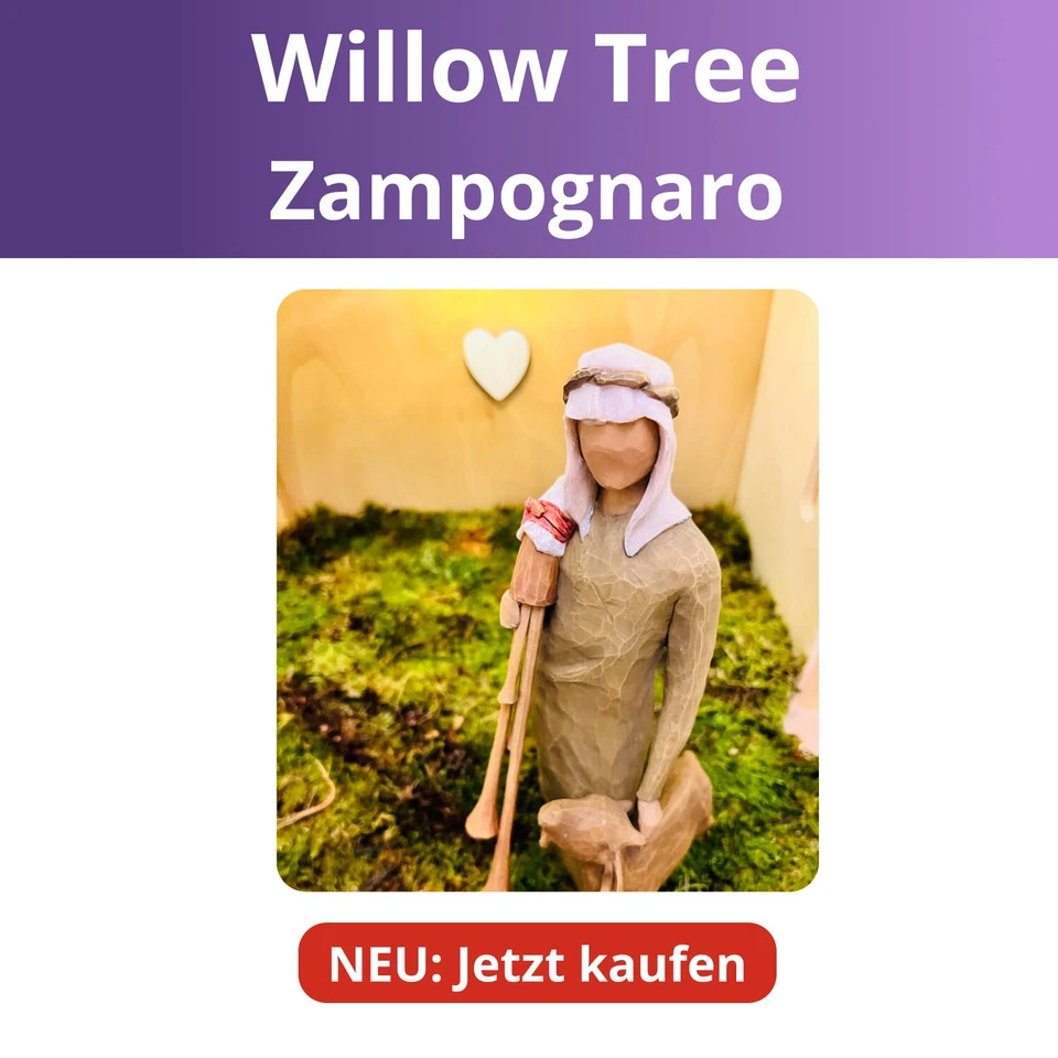 ❤️ Willow Tree Krippenfigur Zampognaro Hirte Sackpfeife Ziege 27183 Deko - Bild 1 von 4