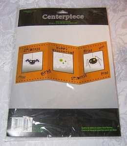 Happy Halloween Stand up Paper Decoration Centerpiece w/ Bat Spider & Skull - Picture 1 of 3