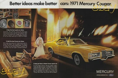 1971 Mercury Cougar Ad XR7 351 429 V8 Vintage Magazine Advertisement 71 Yellow - Image 1 of 2