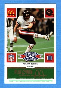 1986 McDonald's Bears Green Tab #6 Kevin Butler Chicago Bears - Picture 1 of 1