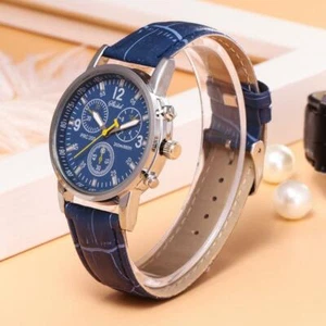 Men's Leather Military Casual Analog Quartz Wrist Watch quality Gift H8S5 - Picture 1 of 19