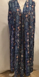 LuLaRoe Women Joy Open Front Cardigan Duster Vest Geometric Sleeveless Slits M - Picture 1 of 9