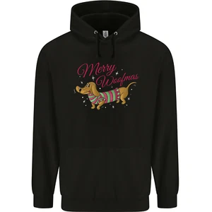 Merry Wiener Funny Christmas Dog Childrens Kids Hoodie - Picture 1 of 39