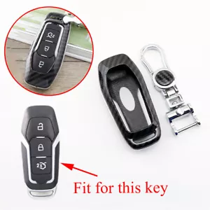 For Ford Mustang Edge Mendeo F150 Carbon Fiber Key Ring Fob Shell Bag Box Case - Picture 1 of 8