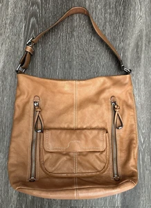Bolso de Hombro Banana Republic Cuero Marrón Cartera Bolsillos Hobo Informal Cremallera - Imagen 1 de 12