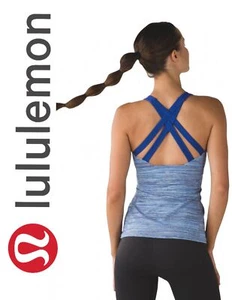LULULEMON sz 2 Enhearten Tank Space Dye Caspian Sapphire Blue Top Shelf Bra MINT - Picture 1 of 8