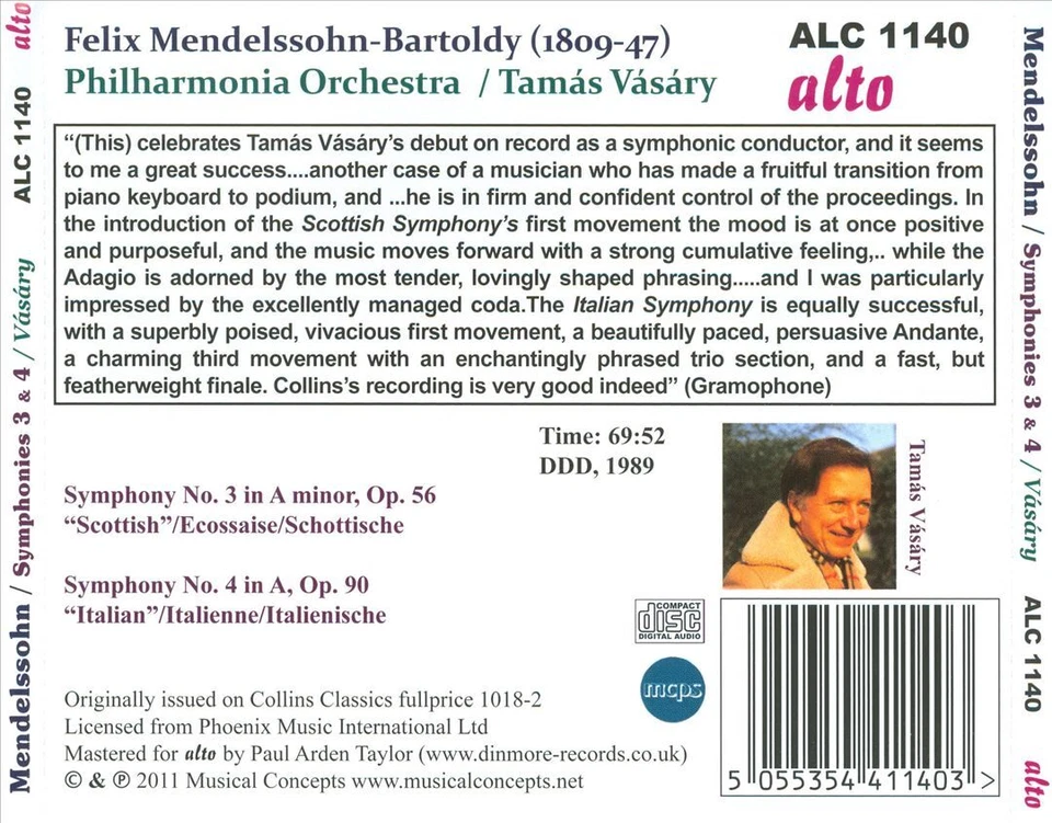 Mendelssohn Symphonies Nos. 3 and 4 Philharmonia Orc Audio CD