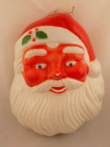Vintage Plastica Dura Faccia di Babbo Natale 16" Ha Bisogno di Cavo Interno Nuovo-Vedi foto - Foto 1 di 7