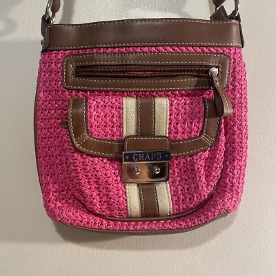 Bolso de hombro de cuero sintético rosa y paja Chaps Foto 1 de 4