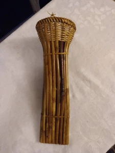 Vintage Bamboo Knife Sheath Woven Basket 12"Lx4" Top Diameter Brown - Picture 1 of 7