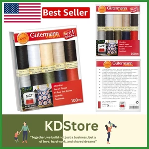 Gutermann 100m Polyester Thread Set – 10 Basic Colours for Versatile Sewing - Picture 1 of 6
