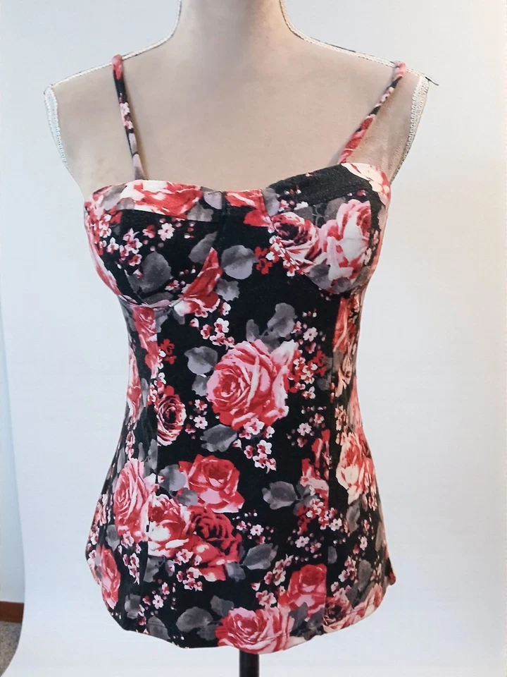 Babydoll Y2k No Bounderies Negro Floral Camiseta sin Mangas Juniors Gótico Romántico Grande Foto 1 de 4