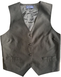 Neil Allyn Waitress Server Vest Sz S Black 4-Button Full Back Comfort Polyester - Picture 1 of 7