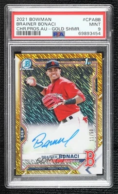 2021 Bowman Gold Shimmer Refractor /50 Brainer Bonaci #CPA-BB PSA 9 MINT Auto - Image 1 of 2