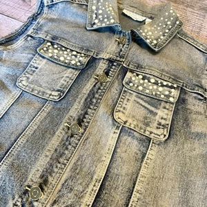 Gilet jeans vintage nuovo direzione denim gilet strass perline L ottimo! - Foto 1 di 10