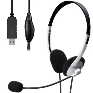 ELECOM Headset USB Wired Headphones with Microphone Lightweight Japan - Photo 1/8