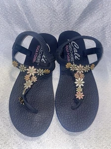 SKECHERS Cali Meditation Glass Daisy Women's Slingback Thong Sandal Sz 7 Blue - Picture 1 of 9