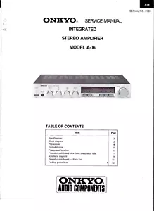 AMPLIFICADOR ESTÉREO INTEGRADO ONKYO A-06 MANUAL DE SERVICIO - Imagen 1 de 1