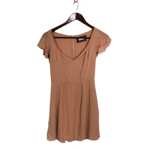 Reformation A-Line Mini Dress Size US 2 AU 6 Solid Dark Tan Cap Sleeves Viscose - Picture 1 of 7