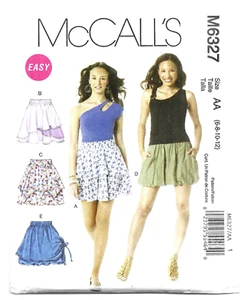 McCalls M6327 Mini Skirts Layered Bubble Pull-On 6-8-10-12 Sewing Pattern UNCUT - Picture 1 of 2