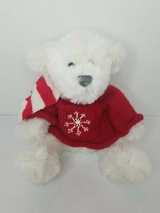 Rocky Mountain Chocolate Factory Plush White Bear in Red Snowflake Knit Sweater - Picture 1 of 9