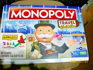 Hasbro Monopoly Travel World Tour Dry Erase Gameboard NEW Ages 8 UP 2-4 Players - Picture 1 of 3