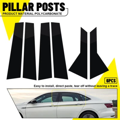 Kit de 6 postes de pilar negros brillantes para Volkswagen Jetta 2019-2021 Foto 1 de 4