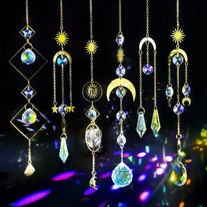 6Pcs Sun Catchers Indoor Window, Hanging K9 Crystals Prism Rainbow Suncatchers f - Picture 1 of 12