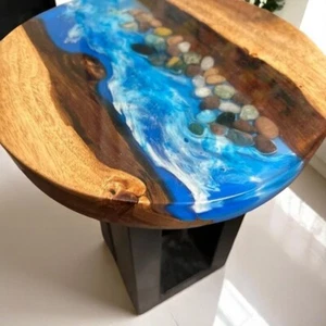 24" auf Bestellung Ocean Wave Epoxidharz Runde Couchtischplatte Wohnmöbel - Bild 1 von 9