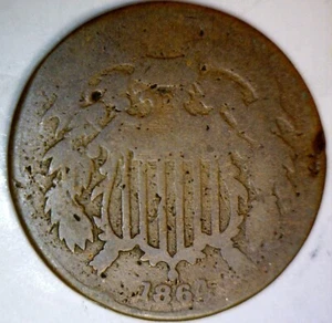 1864 Two Cent Coin FULL DATE 2 Cents LOT 2c #15 NR - Picture 1 of 2