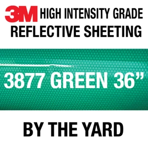 3M 3877 HI High Intensity Grade Reflective Sheeting GREEN 36" in BY THE YARD - Picture 1 of 2