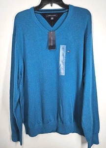 Tommy Hilfiger Suéter Vintage Hombre Talla XL Turquesa 2012 100% Algodón - Imagen 1 de 9