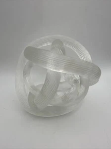 Hand Blown Art Frosted Glass Wishing Knot Sculpture Greenearth * No Box - Bild 1 von 6