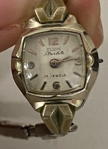 Vtg Women's ELGIN STARLITE 17 Jewels Silver Steel Back Wristwatch (Not Working) - Picture 1 of 11