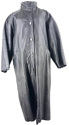 PELLE Нью-Йорк Milano черный кожаный с подкладкой Тренч женщин XL - Изображение 1 из 4