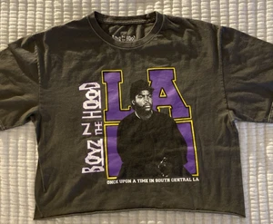 Boyz N The Hood Ice Cube Graphic Black Short Sleeve Crop Size Large Rap Tee - Picture 1 of 4