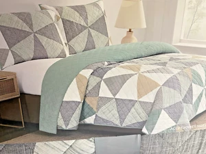 Origami Piece Prairie Patchwork 3-piece Quilt Set - KING - Picture 1 of 7