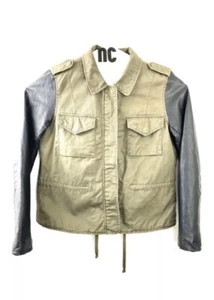 American Eagle Woman's Jacket Sz L Military Green/Black Denim RI08 - Picture 1 of 7