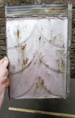 vintage galvanized embossed tin shingle from a Barn roof rusty decor 19.5 x 12.5 - Image 1 of 4