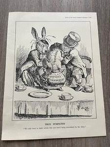 1939 punch cartoon print - true sympathy ! hitler as a rabbit - Picture 1 of 2